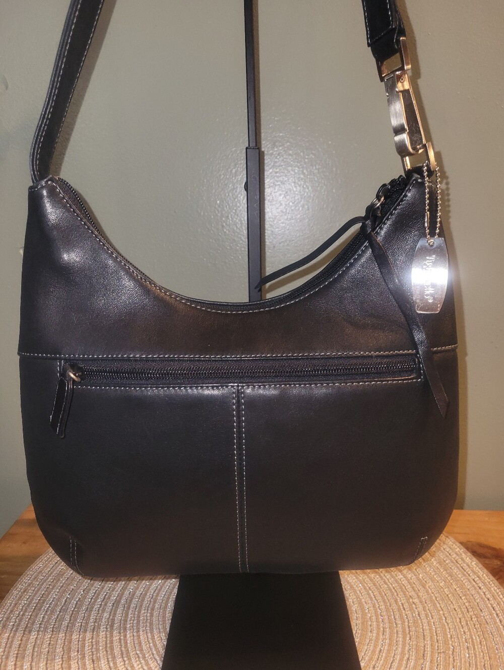 Tignanello Black Leather Shoulder Hobo Bag - Picture 3 of 8